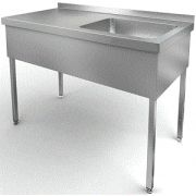 Výrobný stôl so vstavaným drezom 1300x600x850 SZM-6-4-30