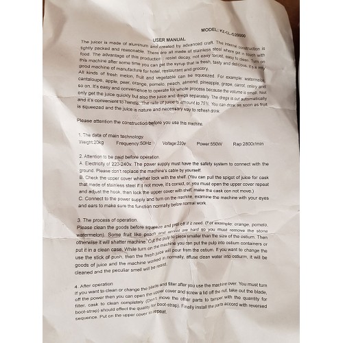 Odšťavovač KZ/CL/G 20000 Altezoro